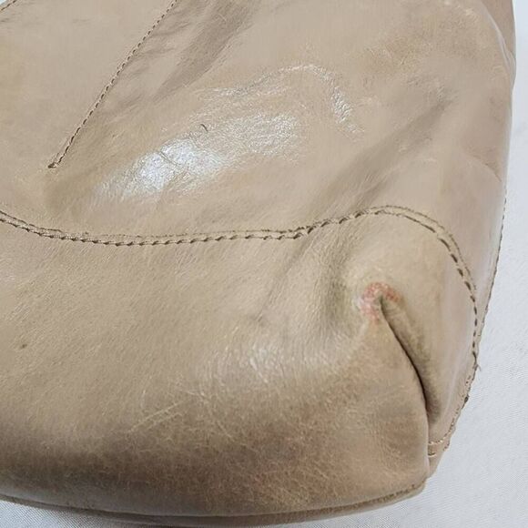 The SAK -Tan Leather Handbag Satchel Purse Woven Handle Outside zip Medium Boho - Picture 12 of 13